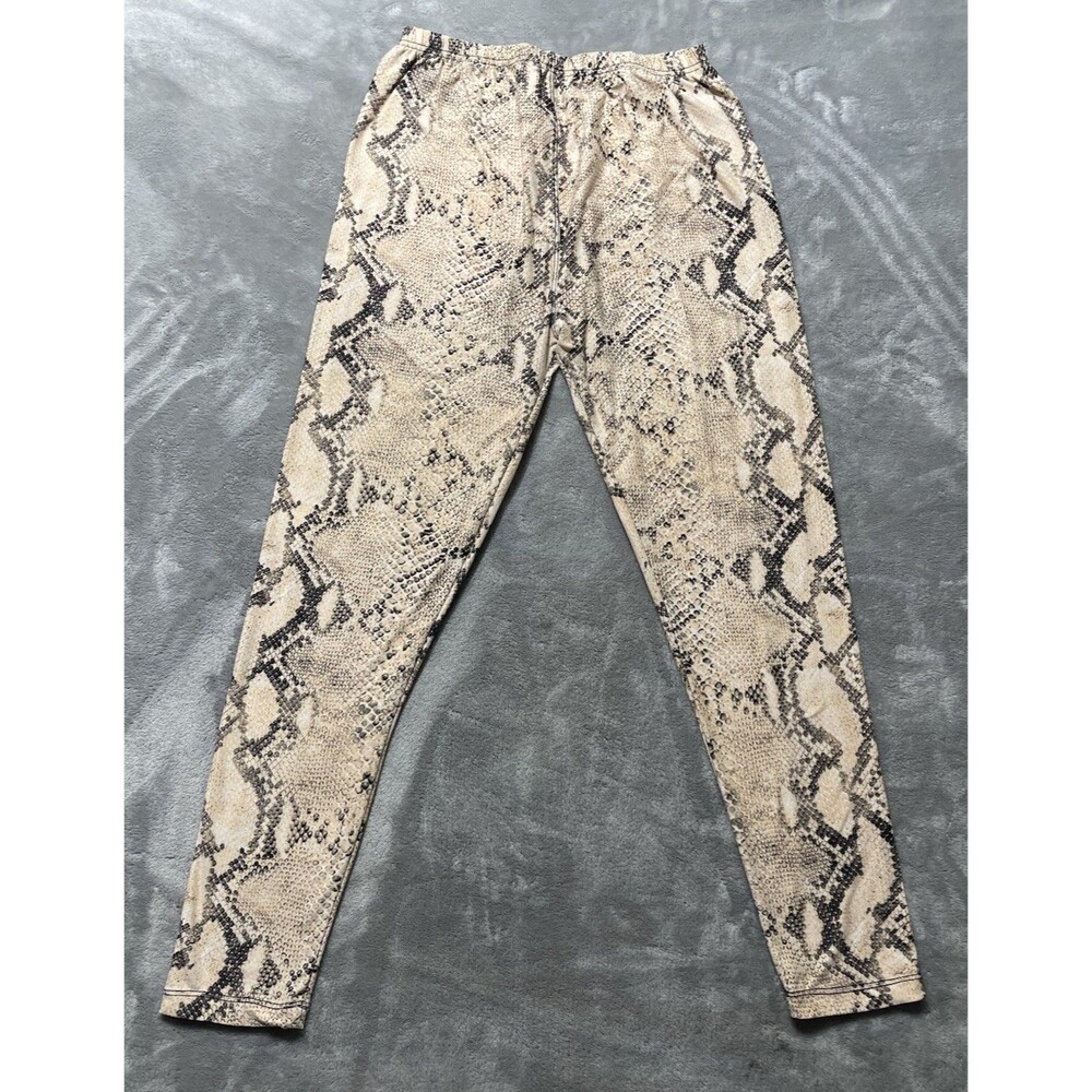 Snake Reptile Printed Buttery Feel Fabric Stretch Tan Leggings Women's Size L/XL